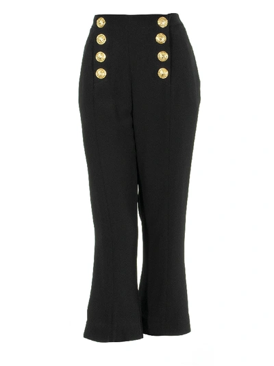 Shop Balmain High-waisted Button-front Trousers In Black