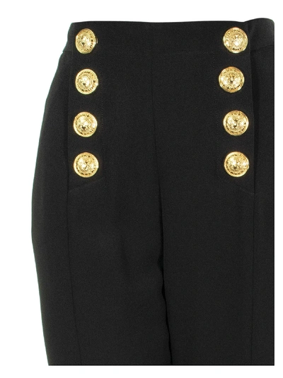 Shop Balmain High-waisted Button-front Trousers In Black