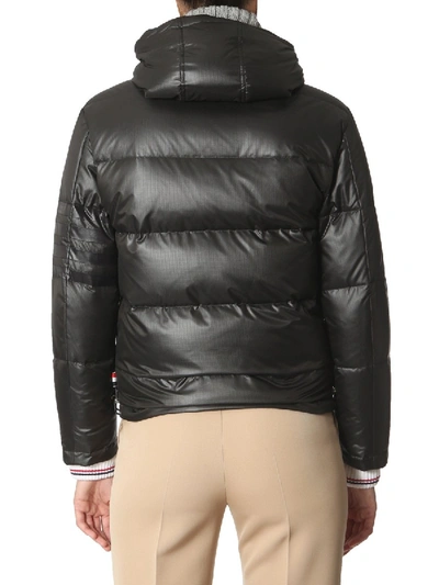 Shop Thom Browne Hooded Down Jacket In Black