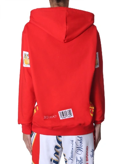 Shop Moschino Hooded Sweatshirt In Red