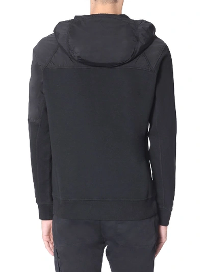 Shop C.p. Company Hooded Sweatshirt With Half Zip In Black