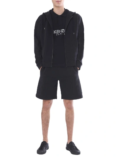 Shop Kenzo Hooded Sweatshirt With Zip In Black