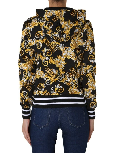 Shop Versace Jeans Couture Hooded Sweatshirt With Zip In Black