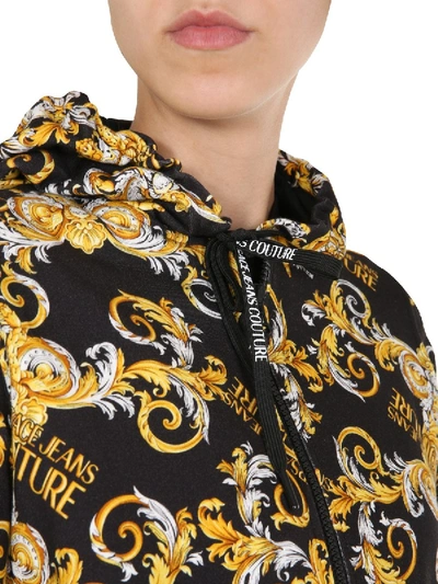 Shop Versace Jeans Couture Hooded Sweatshirt With Zip In Black