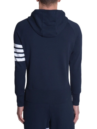 Shop Thom Browne Hooded Sweatshirt With Zip In Blue