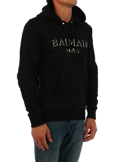 Shop Balmain Hoodie 3d Logo Black
