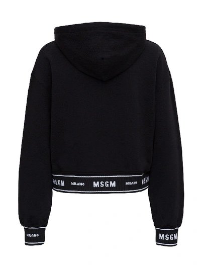 Shop Msgm Hoodie With Logo Band In Black