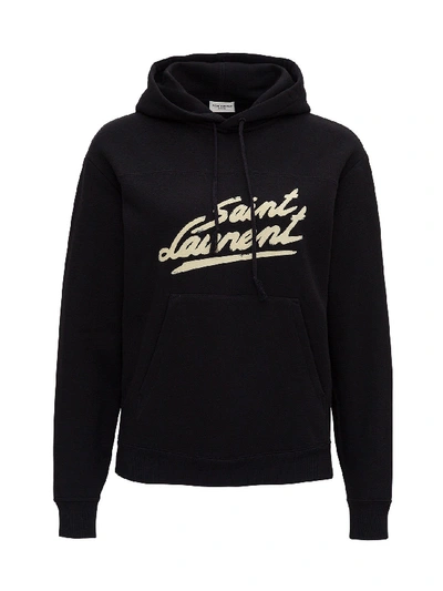 Shop Saint Laurent Hoodie With Logo Print In Black