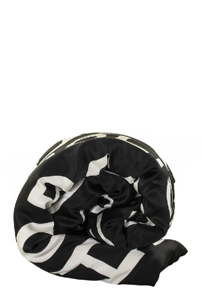 Shop Burberry Horseferry Print Silk Puffer Scarf In Black / White