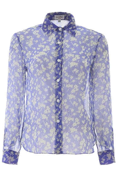 Shop Hvn Floral-printed Cristina Shirt In Purple Wildflower