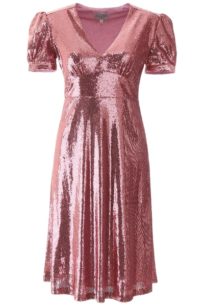Shop Hvn Sequins Paula Dress In Pink Sequins