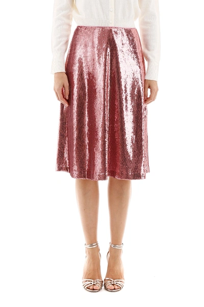 Shop Hvn Sequins Viona Skirt In Pink Sequins
