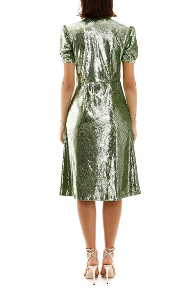 Shop Hvn Sequins Paula Dress In Green Sequins