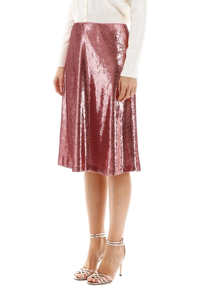 Shop Hvn Sequins Viona Skirt In Pink Sequins