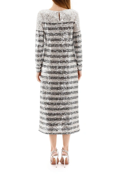 Shop In The Mood For Love Bettina Sequined Midi Dress In Silver Black