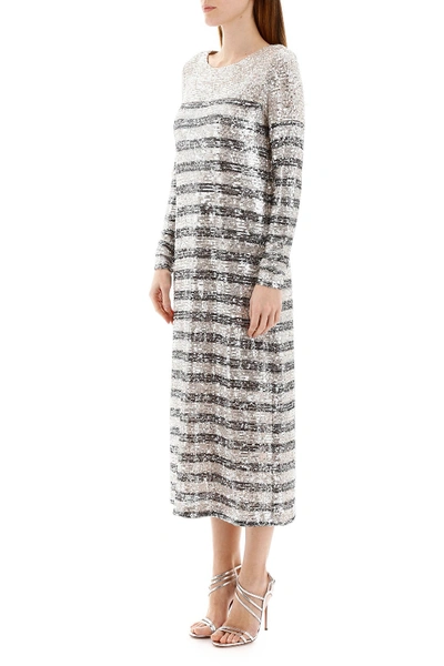 Shop In The Mood For Love Bettina Sequined Midi Dress In Silver Black