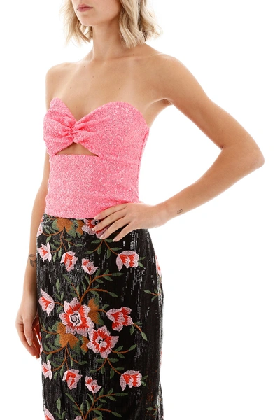 Shop In The Mood For Love Sequined Bustier Top In Fuchsia