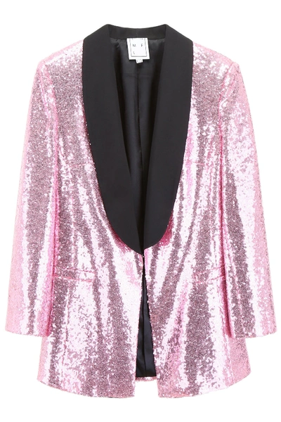 Shop In The Mood For Love Tuxedo Jacket With Sequins In Pink Barbie