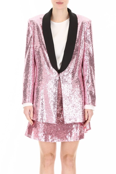 Shop In The Mood For Love Tuxedo Jacket With Sequins In Pink Barbie