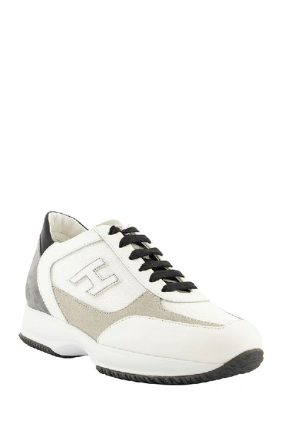Shop Hogan Interactive Grey, White, Beige Sneakers In White/grey