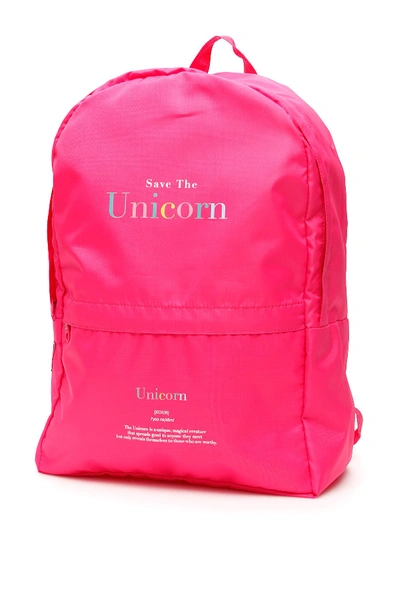 Shop Ireneisgood "save The Unicorn" Backpack In Fuxia
