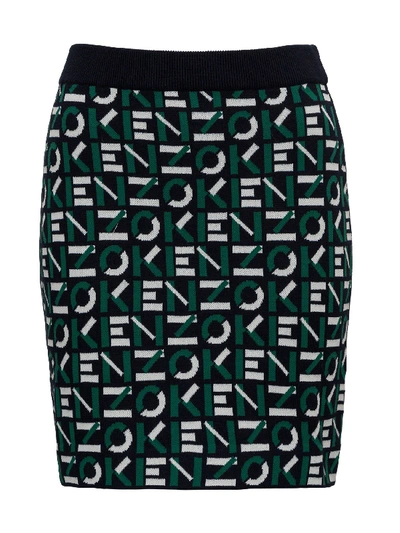 Shop Kenzo Jacquard Miniskirt In Green