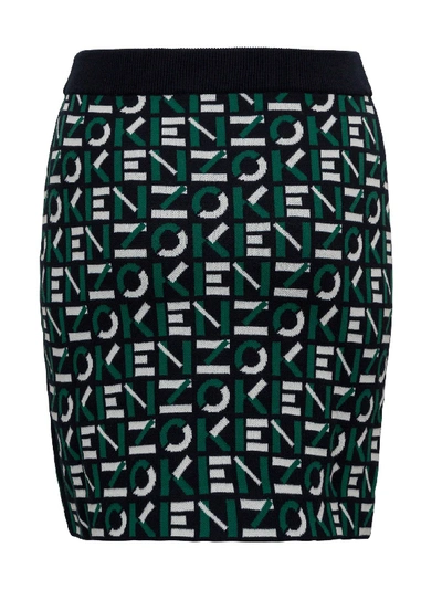 Shop Kenzo Jacquard Miniskirt In Green