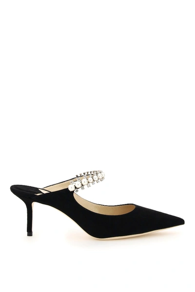 Shop Jimmy Choo Bing Crystal And Pearl Bracelet Mules In Black White