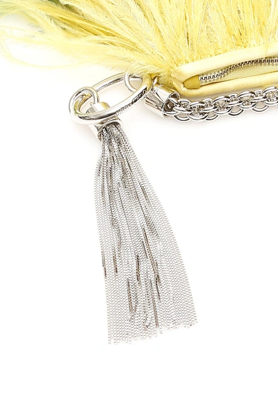 Shop Jimmy Choo Callie Chain Evening Clutch With Feathers In Citrusmint