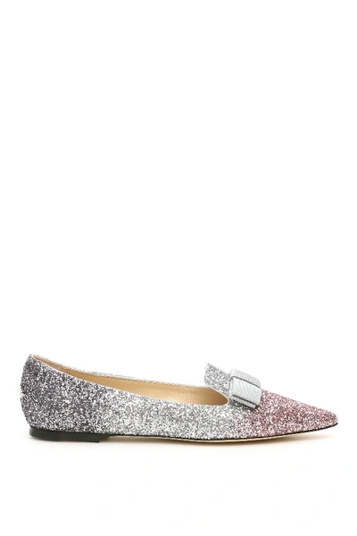 Shop Jimmy Choo Gala Triple-shaded Glitter Ballet Flats In Ballet Pink Silver Antracite