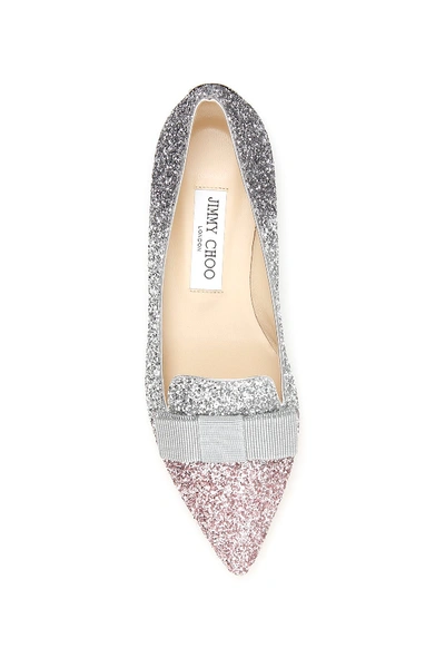 Shop Jimmy Choo Gala Triple-shaded Glitter Ballet Flats In Ballet Pink Silver Antracite