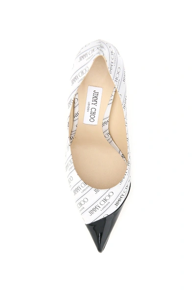 Shop Jimmy Choo Love 85 Pumps With Jacquard Logo In Black White