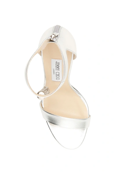 Shop Jimmy Choo Viola Nappa Crystal Chandelier Sandals 100 In Silver Crystal