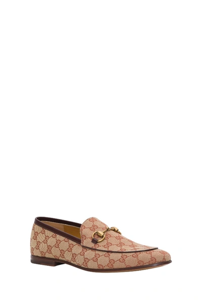 Shop Gucci Jordaan Gg Canvas Loafer In Beige