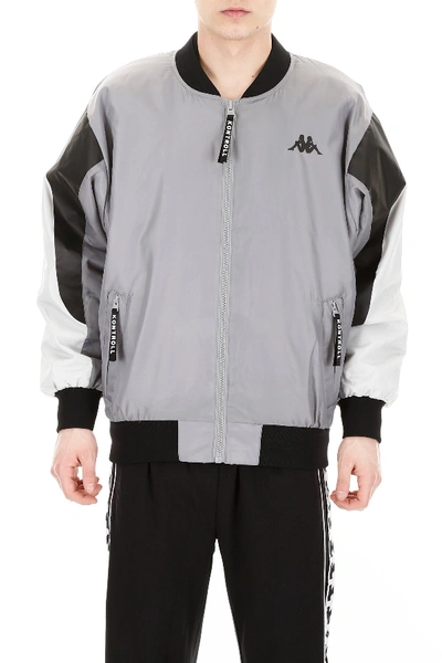 Shop Kappa Kontroll Multi-tone Bomber Jacket In Black Grey