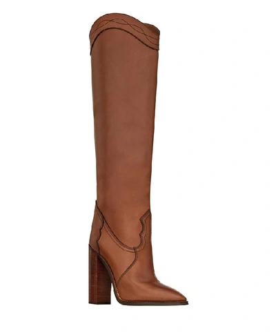 Shop Saint Laurent Kate Knee-high Boots In Brown