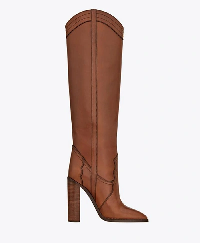 Shop Saint Laurent Kate Knee-high Boots In Brown