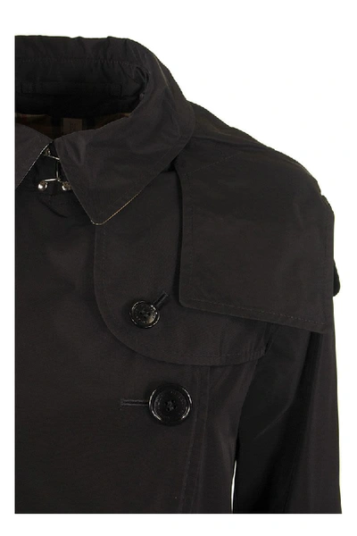 Shop Burberry Kensington Detachable Hood Taffeta Trench Coat In Black