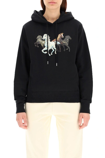 Shop Kenzo Horses Hoodie In Noir