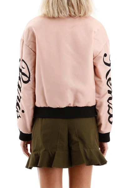 Shop Kenzo Paris Embroidery Bomber Jacket In Peau