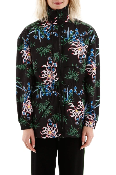 Shop Kenzo Sea Lily Print Windbreaker In Noir