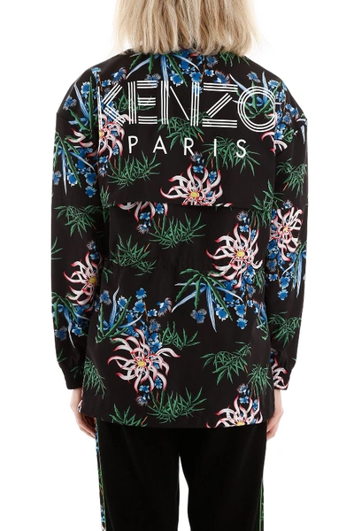Shop Kenzo Sea Lily Print Windbreaker In Noir