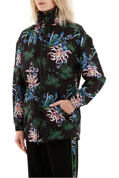 Shop Kenzo Sea Lily Print Windbreaker In Noir