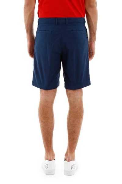 Shop Kenzo Shorts With Embroidered Logo In Bleu Canard