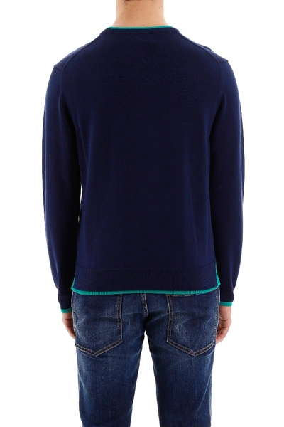 Shop Kenzo Sweater With Tiger Patch In Bleu Nuit