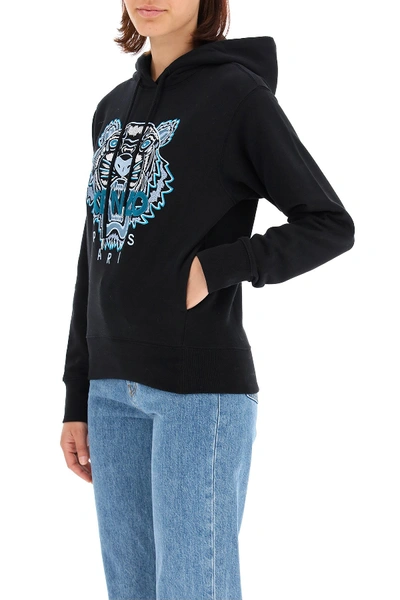 Shop Kenzo Tiger Hoodie In Noir