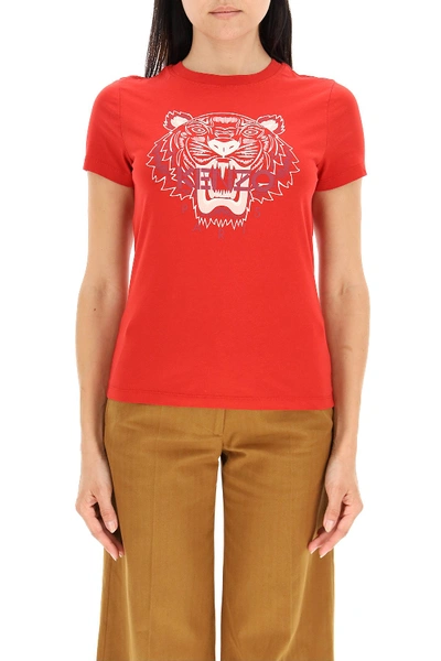 Shop Kenzo Tiger Print T-shirt In Cerise