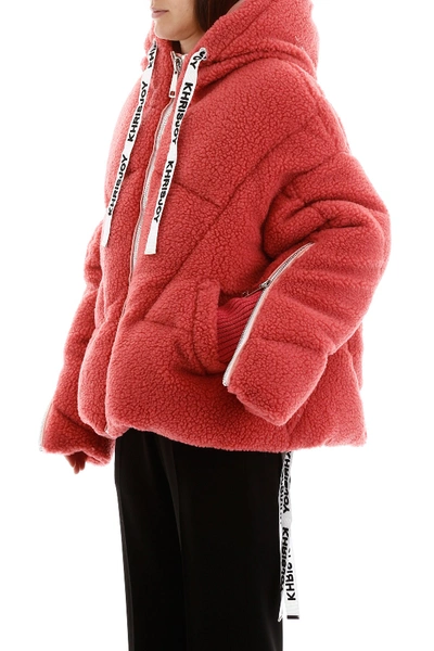 Shop Khrisjoy Faux Shearling Khris Puffer Jacket In Antique Pink