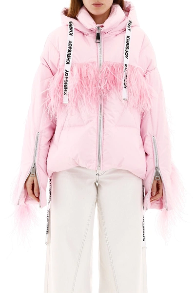 Shop Khrisjoy Khris Puffer Jacket With Feathers In Rosa
