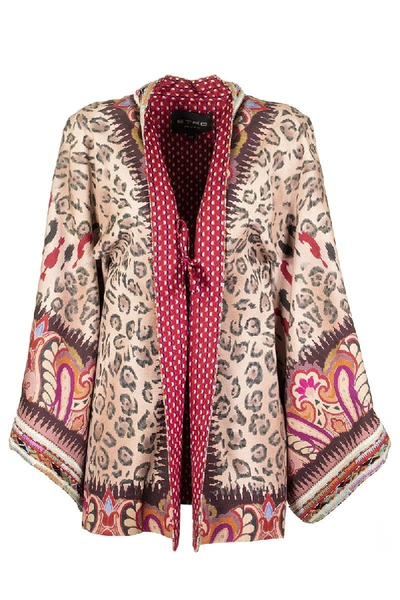 Shop Etro Kimono Jacket With Paisley Print With Animal Design In Multicolor